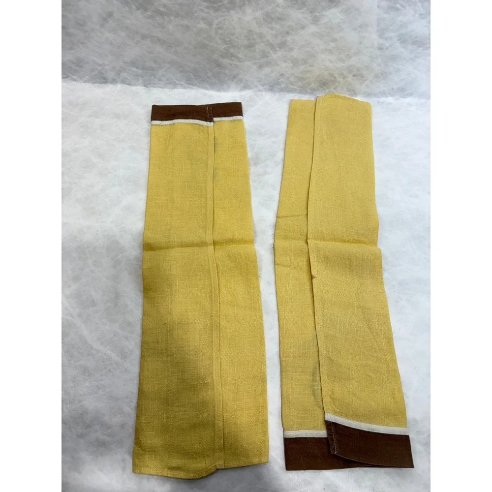 Vintage Monogram Initial B Embroidered Linen Hand Towels Set of 3 Yellow Peach
